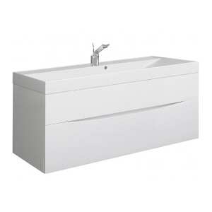Crosswater Glide II 100 Two Drawer White Gloss Vanity Unit PLUS White Mineral Marble Basin GL1000DWG+ DE0004SRW