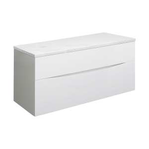 Crosswater Glide II 100 Two Drawer White Gloss Vanity Unit PLUS Carrara Marble Worktop GL1000DWG+ GL1000TMC