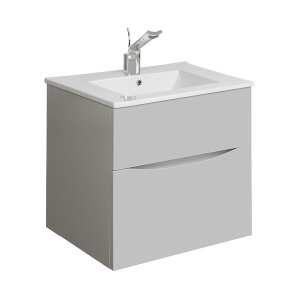 Crosswater Glide II 50 Two Drawer Storm Grey Vanity Unit PLUS CERAMIC Basin GL5000DSG+ DE0002SCW