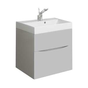 Crosswater Glide II 50 Two Drawer Storm Grey Vanity Unit PLUS White Mineral Marble Basin GL5000DSG+ DE0002SRW