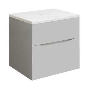 Crosswater Glide II 50 Two Drawer Storm Grey Vanity Unit PLUS Carrara Marble Worktop GL5000DSG+ GL5000TMC