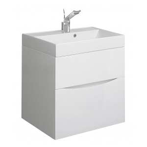 Crosswater Glide II 50 Two Drawer White Gloss Vanity Unit PLUS White Mineral Marble Basin GL5000DWG+ DE0002SRW
