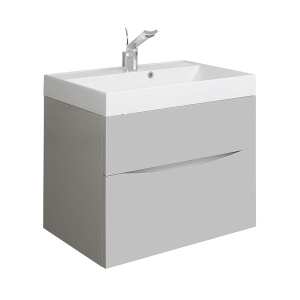 Crosswater Glide II 70 Two Drawer Storm Grey Vanity Unit PLUS White Mineral Marble Basin GL7000DSG+ DE0003SRW