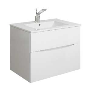 Crosswater Glide II 70 Two Drawer White Gloss Vanity Unit PLUS CERAMIC Basin GL7000DWG+ DE0003SCW