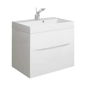 Crosswater Glide II 70 Two Drawer White Gloss Vanity Unit PLUS White Mineral Marble Basin GL7000DWG+ DE0003SRW