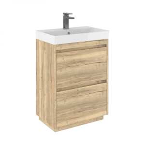 Crosswater Zion 60 Double Drawer Windsor Oak Vanity Unit PLUS CERAMIC Basin ZI6000DWO ZI0611SCW