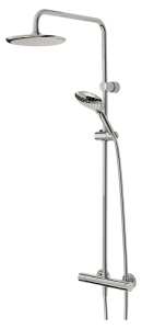 Bristan Claret Thermostatic Exposed Bar Shower Valve Kit with Rigid Riser and Integral Diverter to Handset Chrome CLR SHXDIVFF C