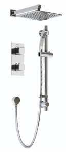 Bristan Cobalt Chrome 2 Outlet Shower Pack with Overhead Shower and Riser Rail Kit