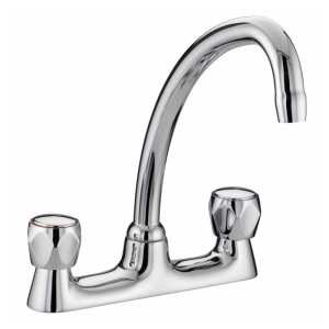 Bristan Club Budget Deck Kitchen Mixer Tap Chrome Plated With Metal Heads VAC BDSM C MT