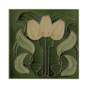 Carron Set of 10 Yellow Flowers On Green Tiles LGC008