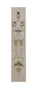 Carron Set of 10 White Flowers Green Leaf Tiles LGC015