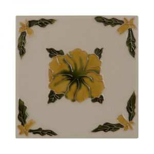 Carron Set of 10 Orange Flower On Cream Tiles LGC021