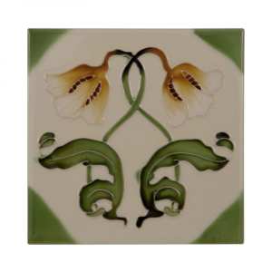 Carron Set of 10 Orange Tulip Dark Green Leaf Tiles LGC042
