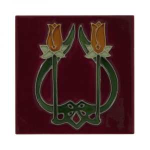 Carron Set of 10 Orange Tulip on Red Tiles LGC085