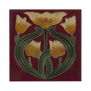 Carron Set of 10 Yellow Tulip on Red Tiles LGC088