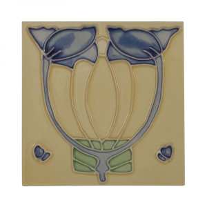 Carron Set of 10 Blue Flower on Cream Tiles LGC089