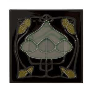 Carron Set of 10 Blue Flower on Dark Green tiles LGC090