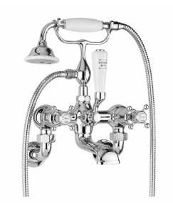Crosswater Belgravia Crosshead Bath Shower Mixer Tap With Kit Wall Unions BL422DC BL004WC