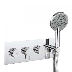 Crosswater Dial Shower Valve Twin Outlet with Ethos 3 Mode Shower Kit DIAL KAI 7