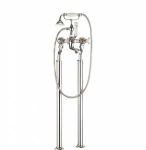 Crosswater Belgravia Crosshead Bath Shower Mixer Tap With Kit Floor Standing Legs Nickel HG422DN HG002FN