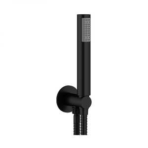 Crosswater Matt Black Designer Wall Outlet with Hose and Handset Bracket PRO963M