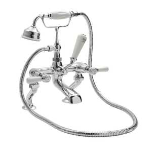 Hudson Reed White Topaz With Lever Deck Mounted Bath Shower Mixer Tap BC304DL