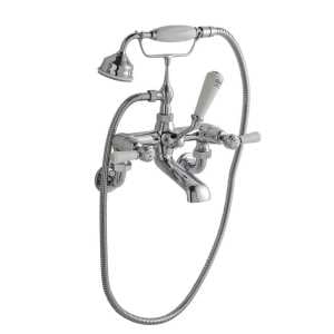 Hudson Reed White Topaz With Lever Wall Mounted Bath Shower Mixer Tap BC304DLWM
