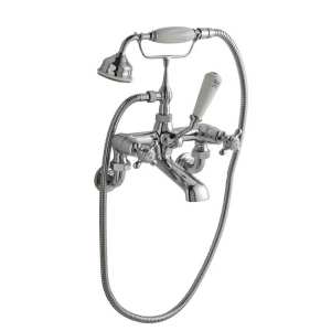 Hudson Reed White Topaz With Crosshead Wall Mounted Bath Shower Mixer Tap BC304DXWM