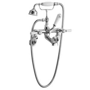 Hudson Reed White Topaz With Lever Wall Mounted Bath Shower Mixer Tap BC304HLWM