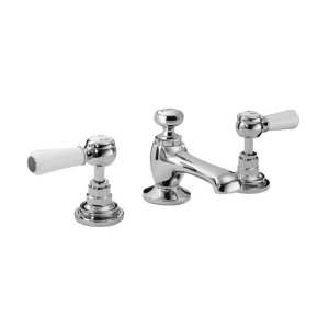 Hudson Reed White Topaz With Lever 3 Tap Hole Basin Mixer BC307HL