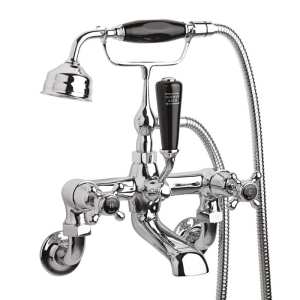 Hudson Reed Black Topaz With Crosshead Wall Mounted Bath Shower Mixer Tap BC404DXWM