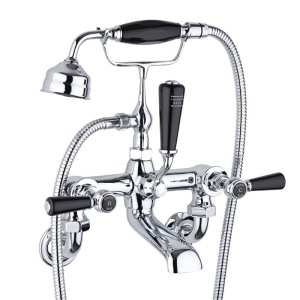 Hudson Reed Black Topaz With Lever Wall Mounted Bath Shower Mixer Tap BC404HLWM