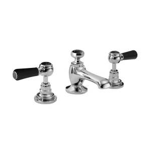 Hudson Reed Black Topaz With Lever 3 Tap Hole Basin Mixer BC407HL