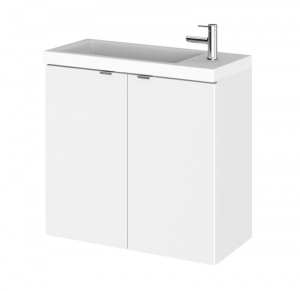 Hudson Reed Fusion White Gloss 600mm Slimline Wall Hung Vanity Unit and Basin CBI129