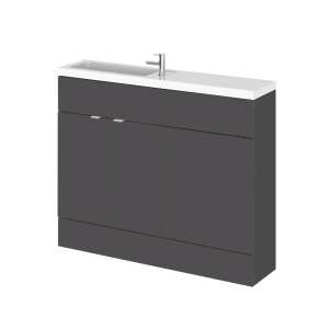 Hudson Reed Fusion Gloss Grey 1100mm Slimline Combination Furniture Unit And Basin CBI901