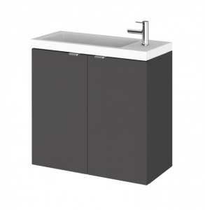 Hudson Reed Fusion Gloss Grey 600mm Slimline Wall Hung Vanity Unit and Basin CBI929