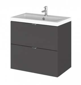 Hudson Reed Fusion Gloss Grey 600mm Wall Hung Vanity Unit and Basin CBI930