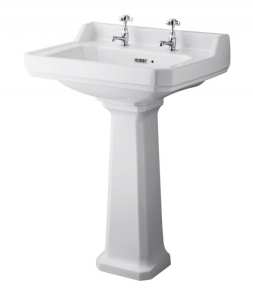 Hudson Reed Richmond 600mm Basin and Comfort Height Pedestal (2 Tap Hole) CCR026