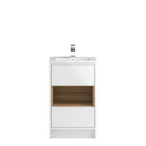 Hudson Reed Coast White Gloss Floor Standing 500mm Cabinet and Basin 2 CST885