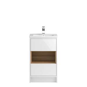 Hudson Reed Coast White Gloss Floor Standing 500mm Cabinet and Basin CST974E