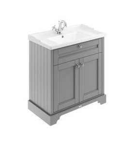 Hudson Reed Old London Storm Grey 800mm Unit And Basin (1 Tap Hole) LOF205