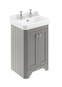Hudson Reed Old London Storm Grey 560mm Unit And Basin (2 Tap Hole) LOF274