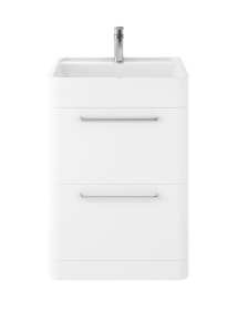 Hudson Reed Solar Pure White 600mm Floor Standing Unit And Basin SOL101