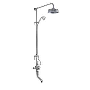 Hudson Reed White Topaz Triple Thermostatic Shower Valve With Rigid Riser TSVT103