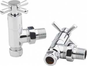 Kartell Times Angled Chrome Radiator Valve Pair CROSS ANG