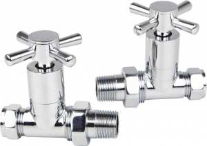 Kartell Times Straight Chrome Radiator Valve Pair CROSS STR