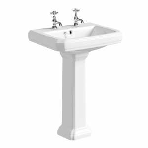 Kartell Astley 600mm 2 Tap Hole Basin and Pedestal POT036AS POT037AS