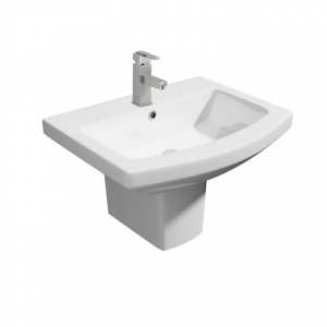 Kartell Trim 550mm Single Tap Hole Basin and Semi Pedestal POT470TR POT454SE