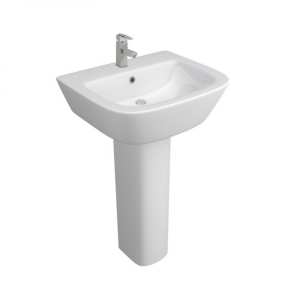 Kartell Project Square 530mm Single Tap Hole Basin and Pedestal POT867PR POT453SE