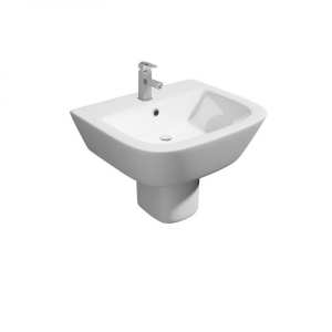 Kartell Project Square 530mm Single Tap Hole Basin and Semi Pedestal POT867PR POT454SE